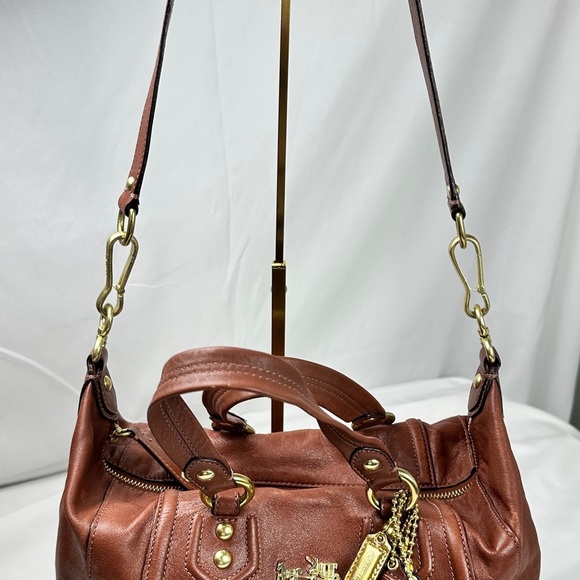 Coach Brown/Rust Leather Satchel/Shoulder Bag with Gold Accents (3 Hang Tags) - Picture 8 of 15